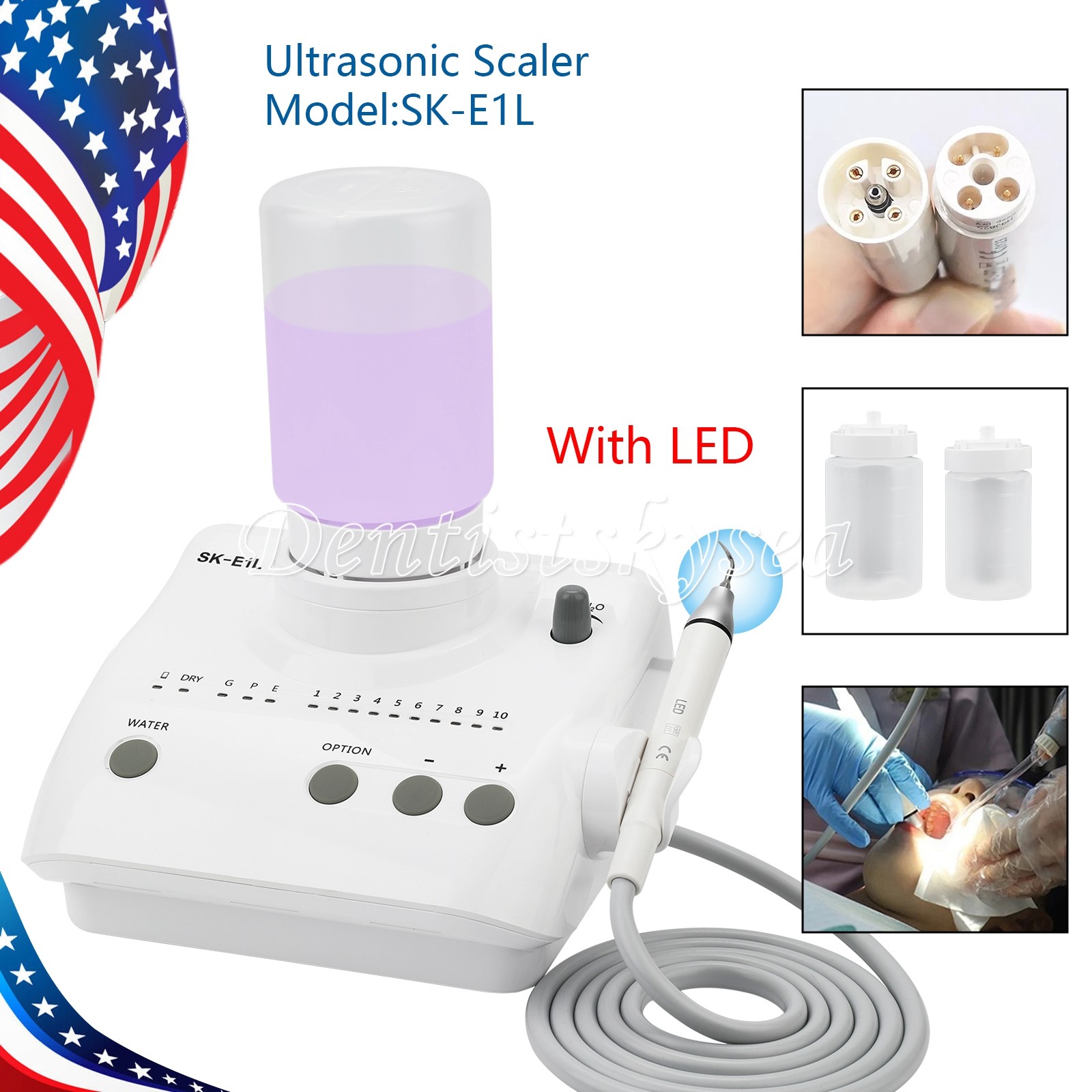 LED Ultrasonic Dental Scaler Household Pet Cleaning Set 2* Bottle and 5*tips