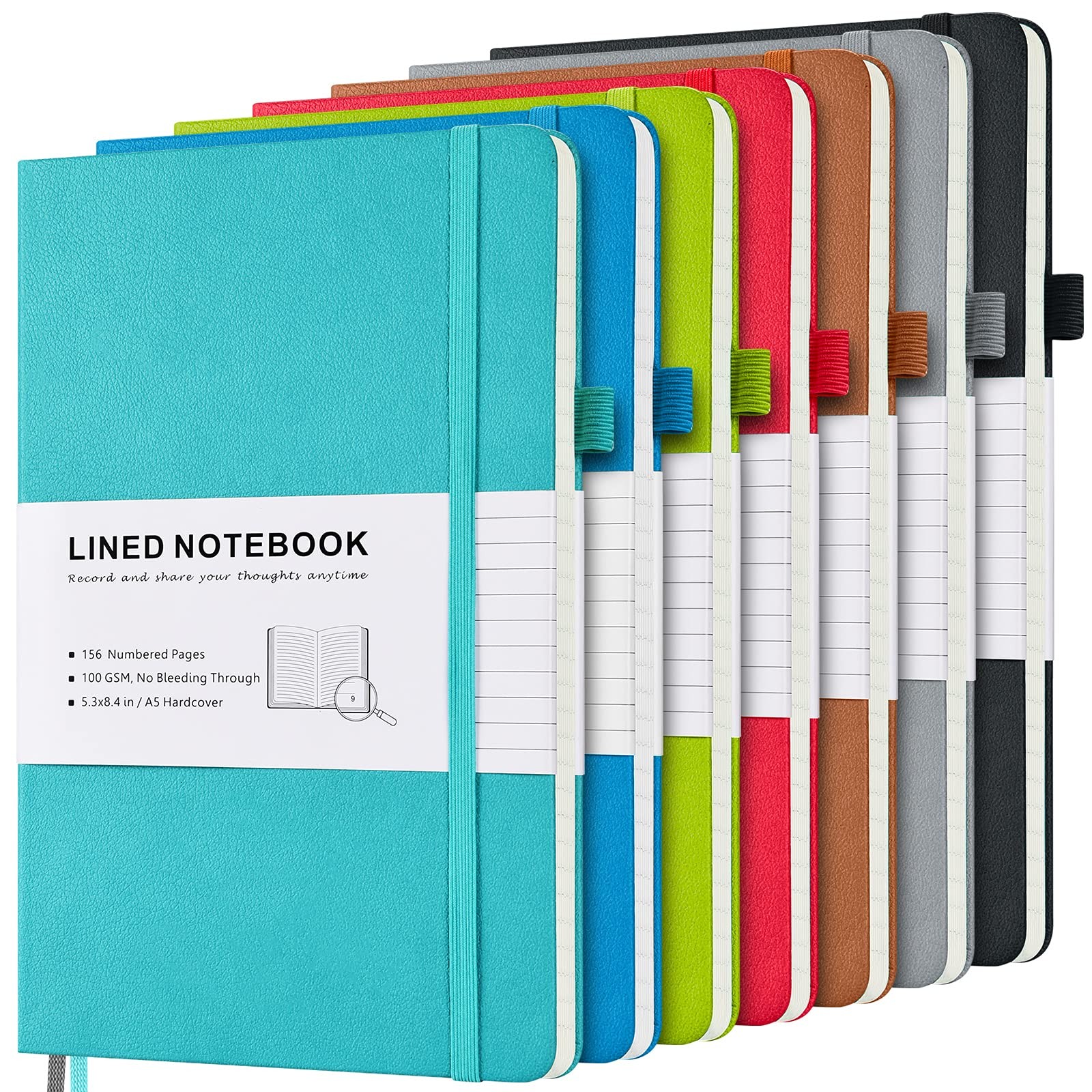 7 Pack Lined Journal Notebook, Hardcover PU Leather Notebook for Men Women, 1…
