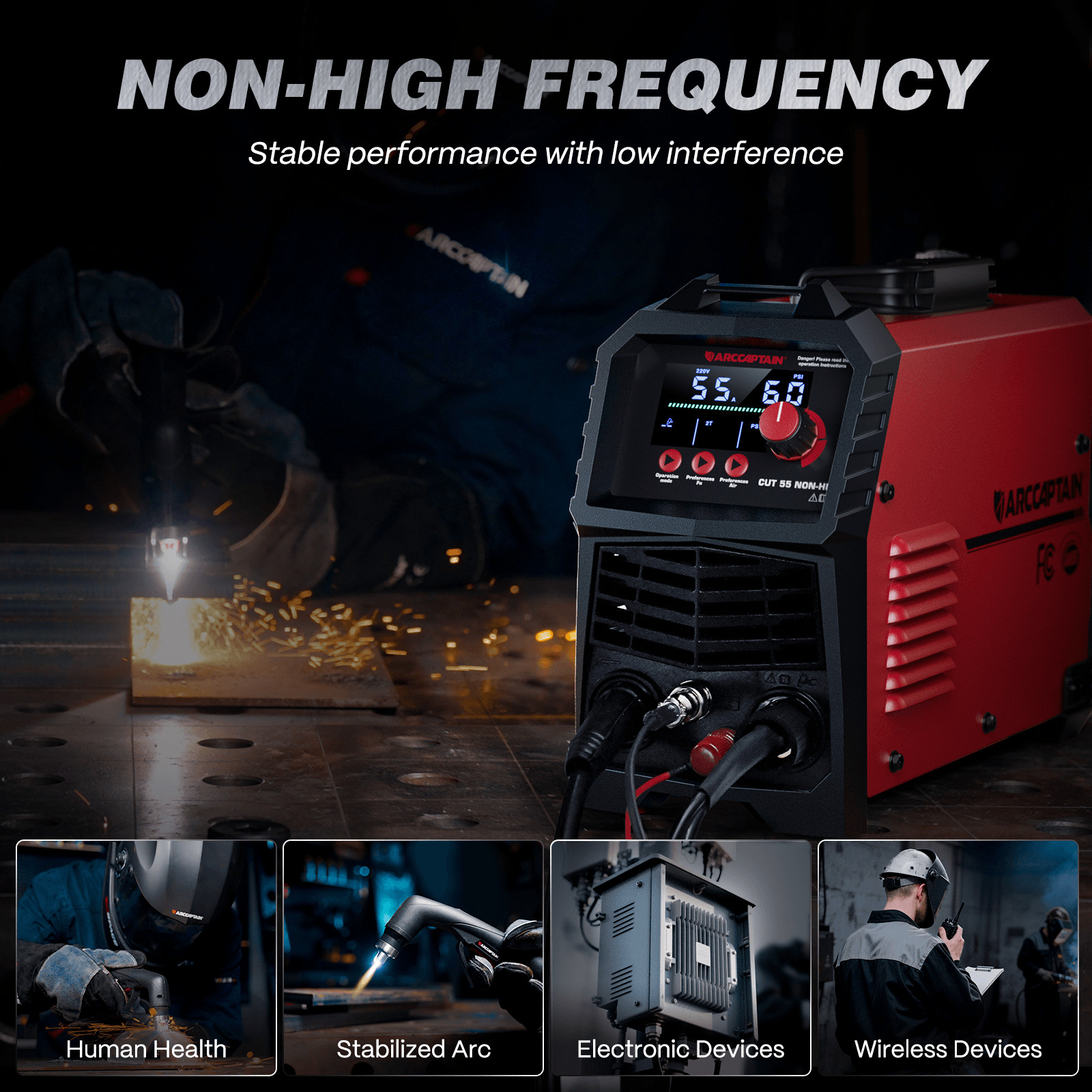2026 ARCCAPTAIN CUT55 NON-HF Plasma Cutter Dual Voltage Blowback Pilot Arc