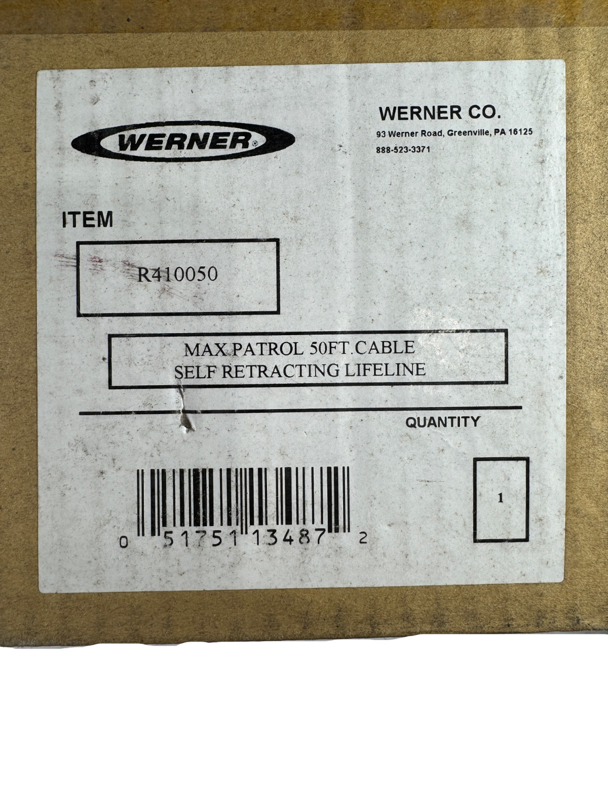 Werner R410050 400 lb Capacity 50′ L Steel Carabiner Self-Retracting Lifeline