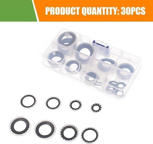 30 PCS Air Conditioning Compressor Gasket, Multiple Specification Color: Black
