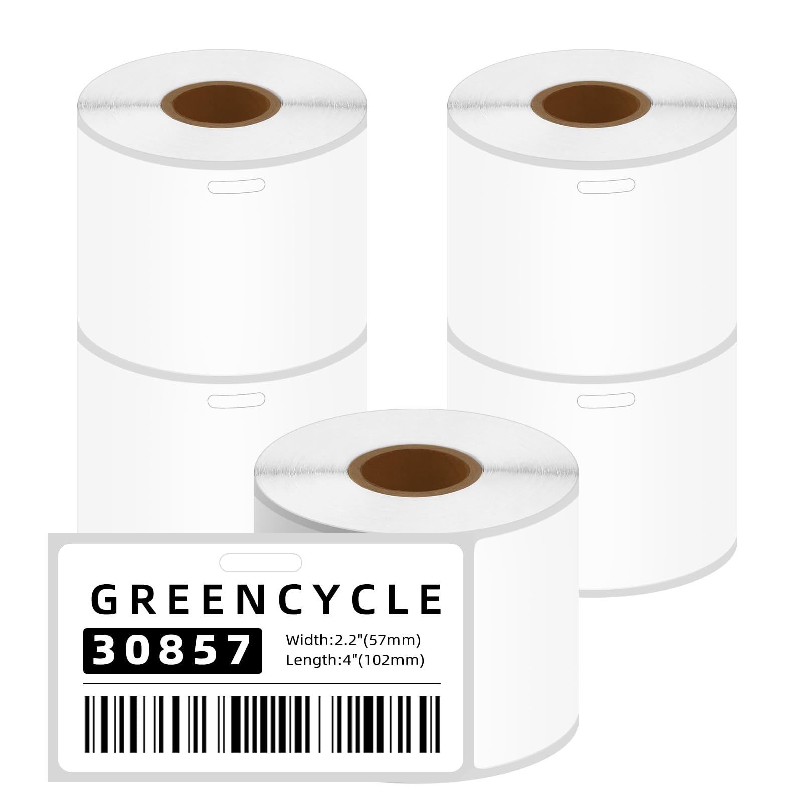GREENCYCLE 5 Roll (250 Labels/Roll) 30857 (2-1/4″ 2-1/4″ X 4″, Black on White
