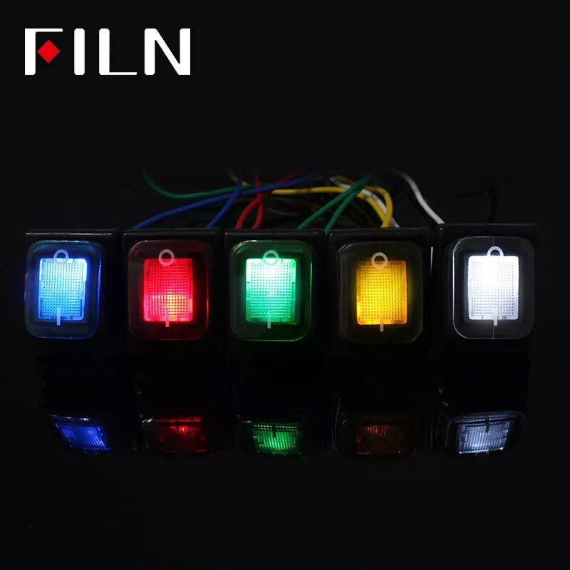 FILN LED Wippschalter Gelb 12V 30A ON/OFF wasserdicht für Auto u.s.w