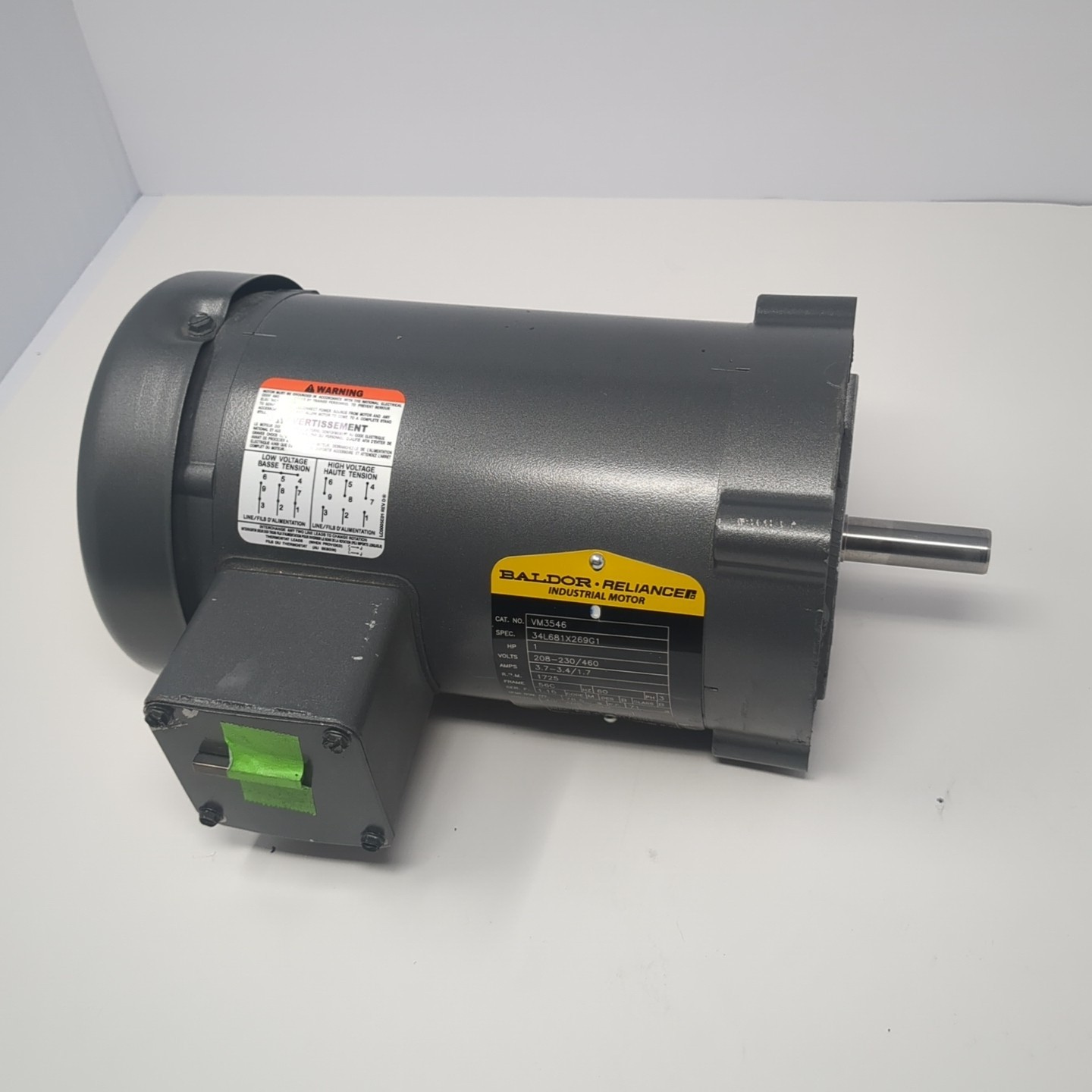 Baldor VM3546 Ac Motor 208-230/460V-AC 1725RPM 1HP 3PH 56C Industrial Motor