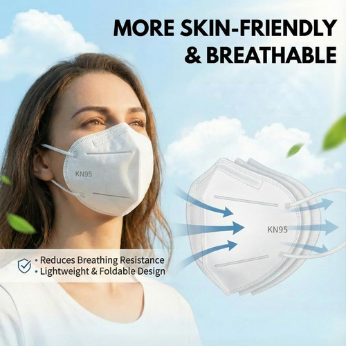 Kingfa KN95 Face Mask 50 Pcs Disposable 1 Count (Pack of 50), White