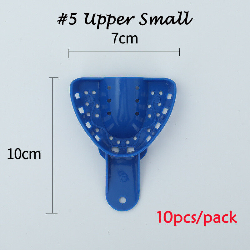 2/10Pcs Dental Plastic-Steel Impression Trays Blue Materials Upper+Lower L M S
