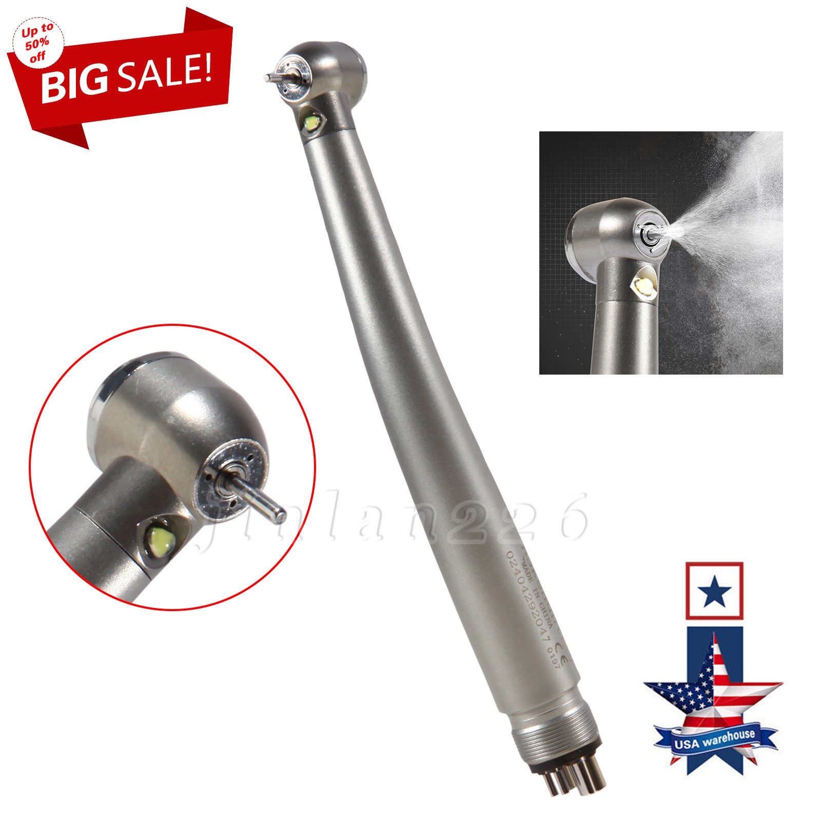 Dental LED E-Generator Fiber Optic High Speed Handpiece 4 Hole NSK Style
