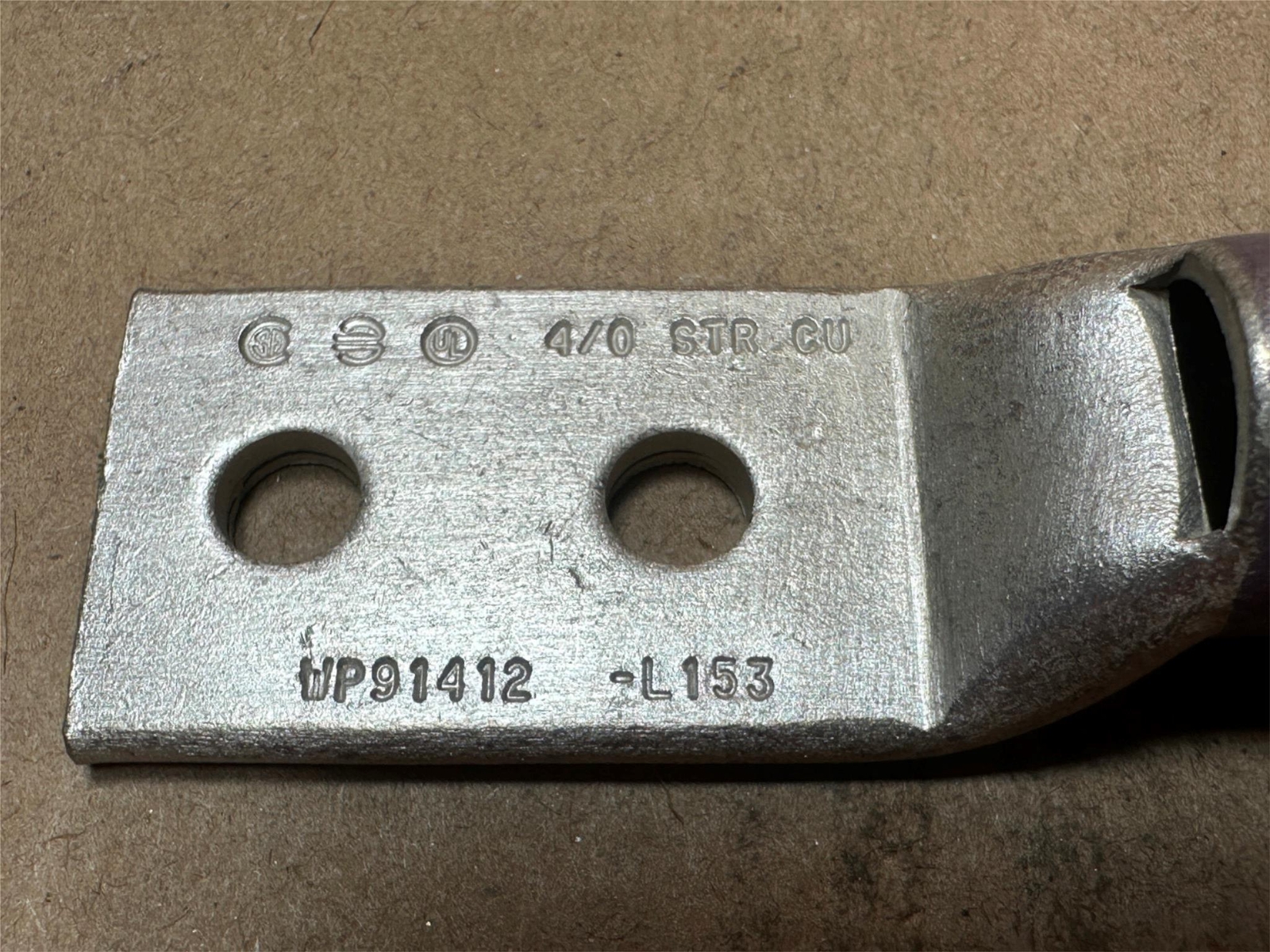 10xPack Terminal Crimp Lug Ends 1/4″ Stud 2 Hole 4/0 AWG STR CU Purple Die 15 54