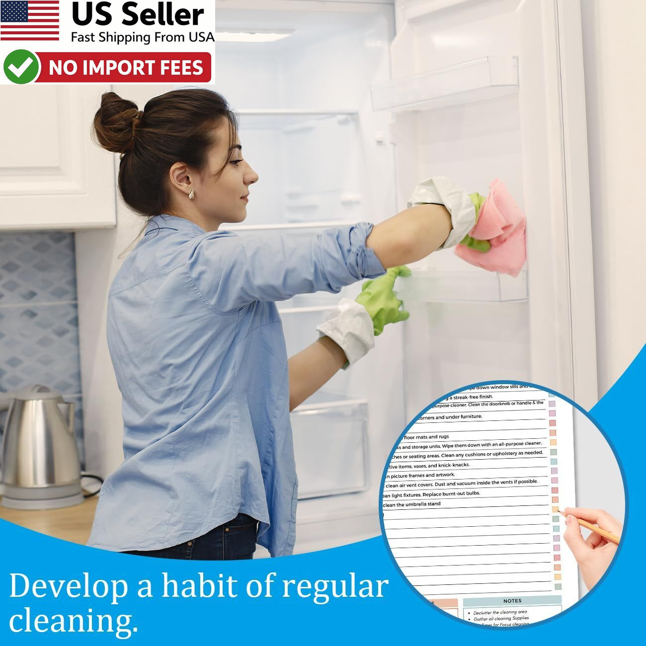 ADHD Cleaning Planner Editable Home Chore Chart Organizing Schedule Notebook