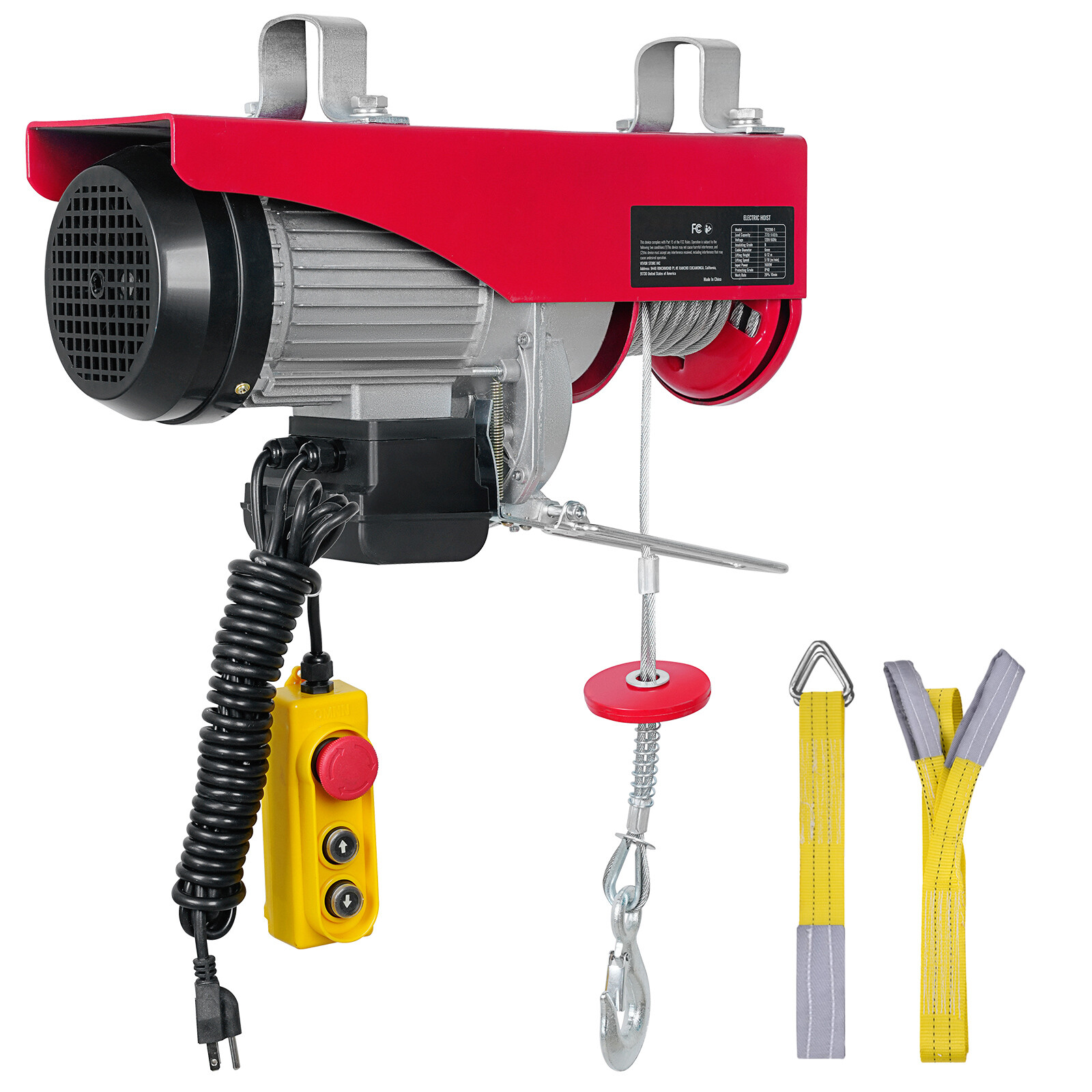 Electric Hoist 440lbs Crane Winch with Wired Remote Control 480W 110V