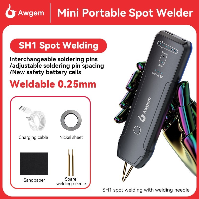 Awgem Handheld Portable Spot Welder 11 Gears Auto/Manual for 18650 Battery DIY