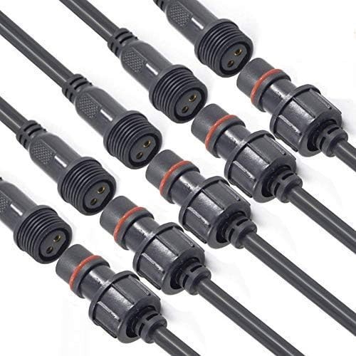Waterproof Connectors 2 Wire,16Awg Male Female Plug LED Connector with 2Pin Wate