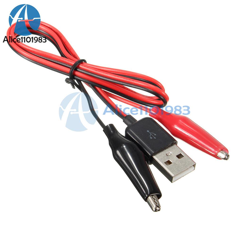 Alligator Test Clip Clamp to USB Female/Male Connector Adapter Cable Cord