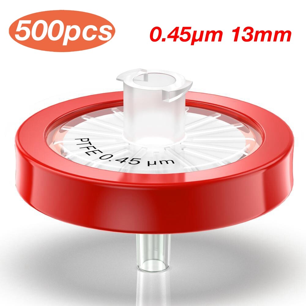 500x Non-sterile Syringe Filter Hydrophobic PTFE Membrane 0.45μm,13mm,Disposable