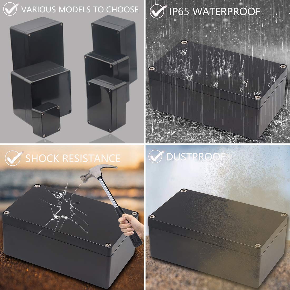 Waterproof Junction Box – Compact ABS Electrical Enclosure, 4.5×3.5×2.2 in
