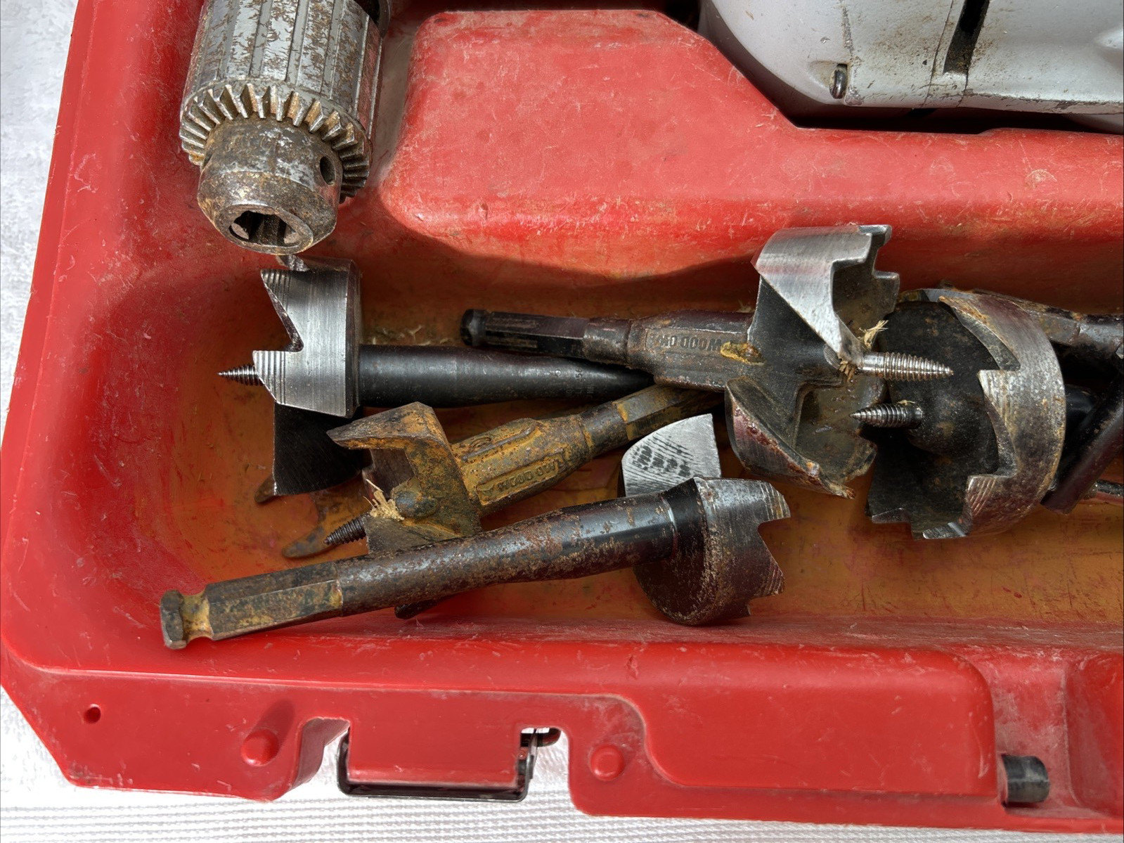 Milwaukee 1107-1 1/2″ Right Angle Drill Hole Hawg w/ Case Chuck Key Handle Extra