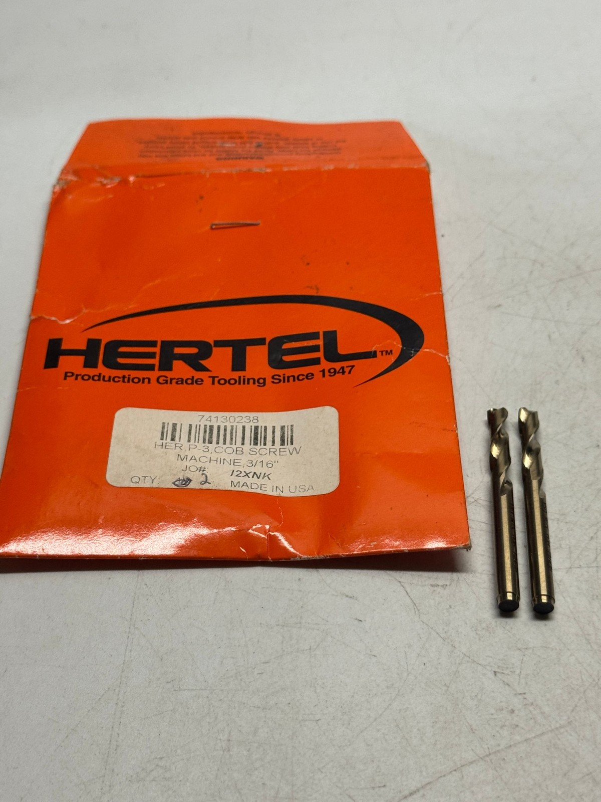 Hertel Screw Machine Cobalt Drill Bits 3/16in 2pcs Precision Industrial Tooling