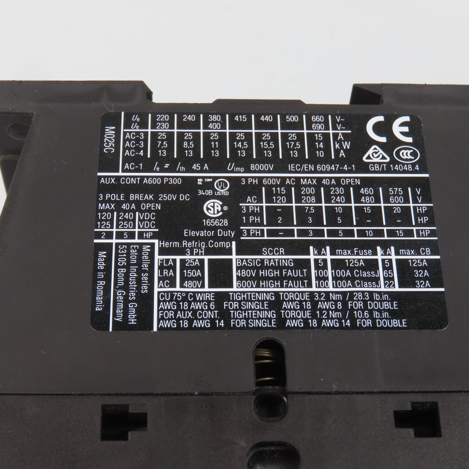 Eaton DILM25-01 XTCE025C01 3PH 20HP Contactor 110V Coil 40A 600V Max