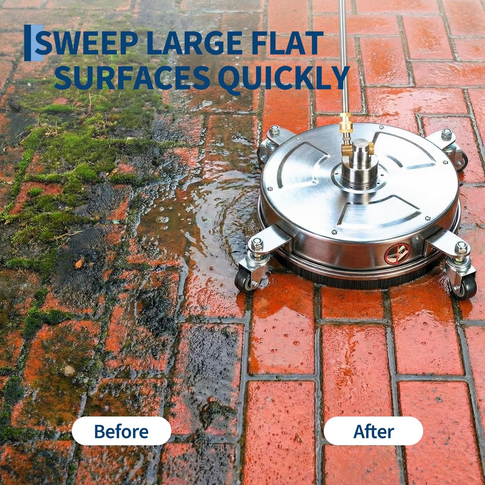14″ Stainless Steel Pressure Washer Surface Cleaner 4 Wheels Driveway 4000PSI
