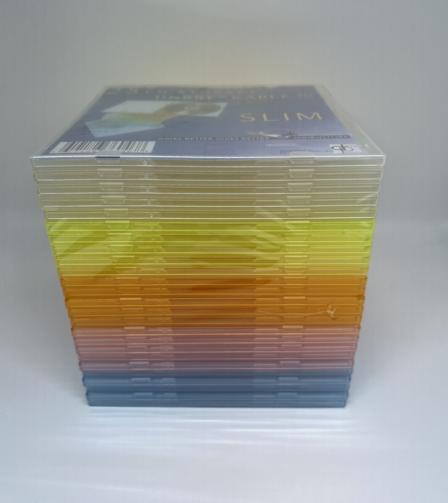 100 NEW 5.2MM SLIM SINGLE POLY CD CASE, 4 TABS, NO SLEEVE, 5 COLORS, PP-MS-SD5