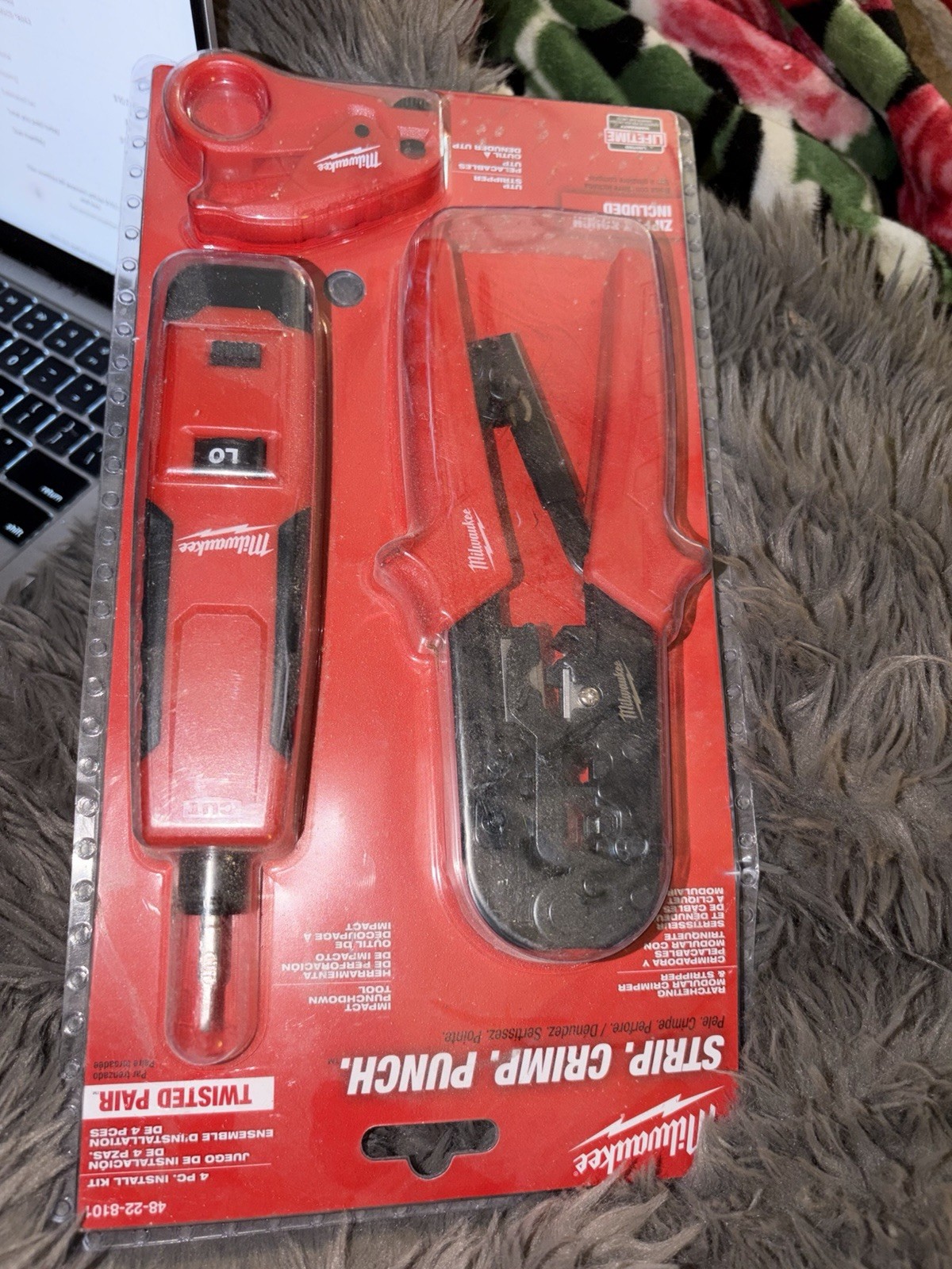 Milwaukee 48-22-8101 Strip Crimp Punch Hand Crimper Kit RJ45 RJ11 RJ12 RJ22 Red