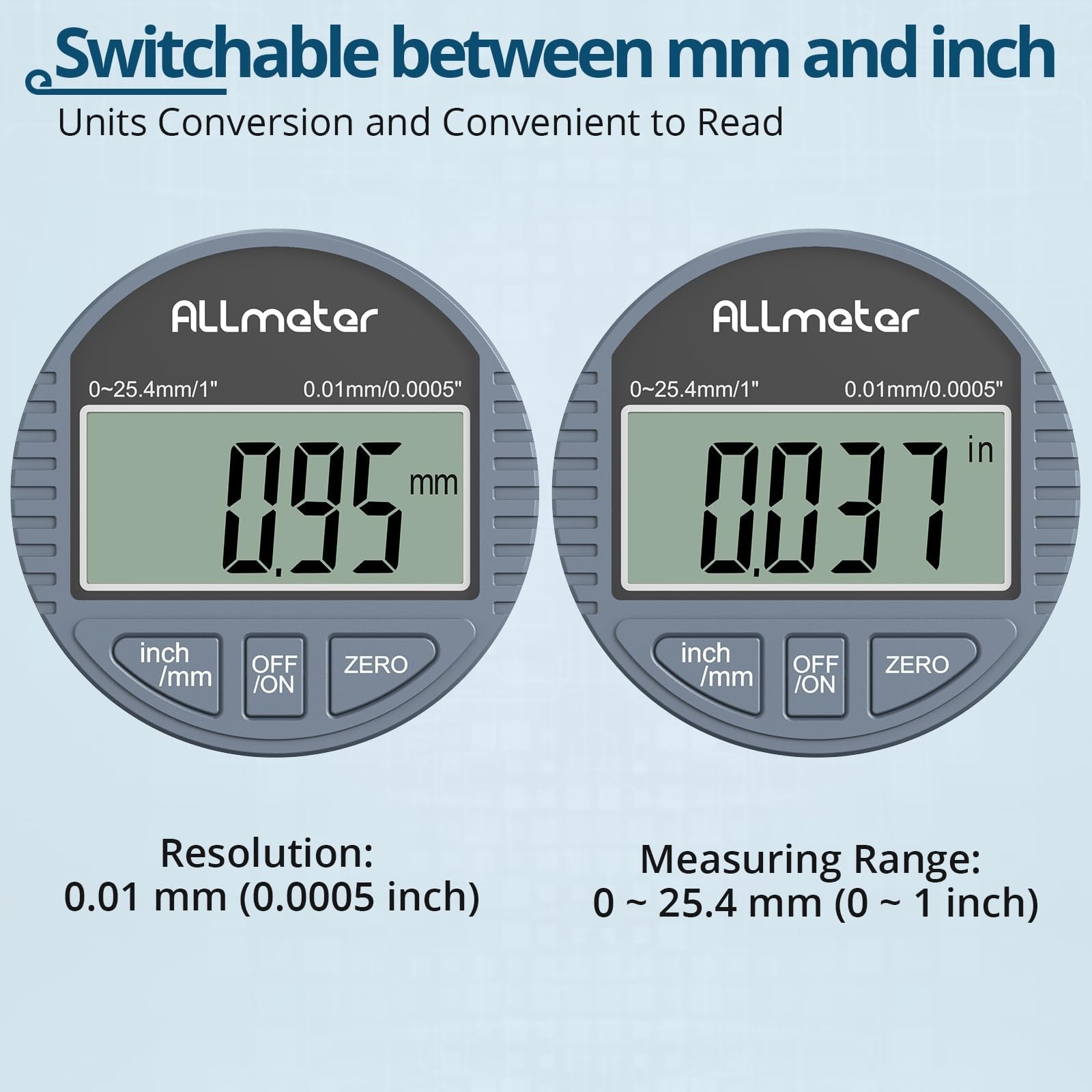 Digital Dial Indicator 01 Inch 25.4mm 0.0005 Inch 0.01mm LCD Display