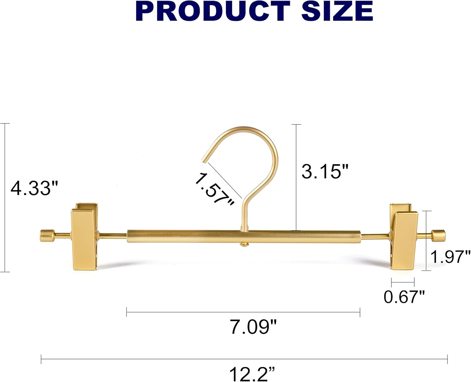 Amber Home 10 Pack Premium Matte Gold Aluminum Pants Hangers,