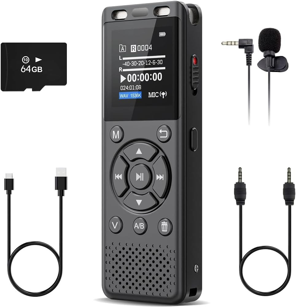 Tonfarb 64GB Digital Voice Recorder with Playback,Audio Recording Device for …