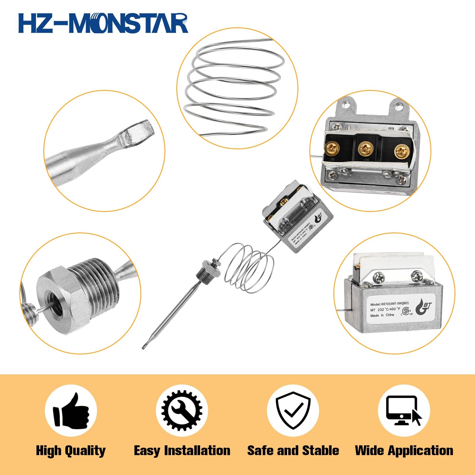 HZMONSTAR 1177 High Limit Fryer Switch Safety, LCCM080360000 Thermostat High …
