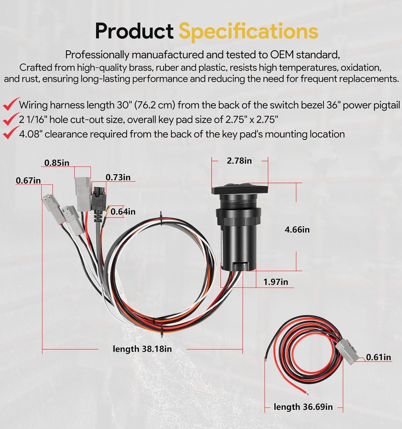 15170-001 LED Integrated Indicator Tactile Trim Tab Switch Kit for Lenco Marine