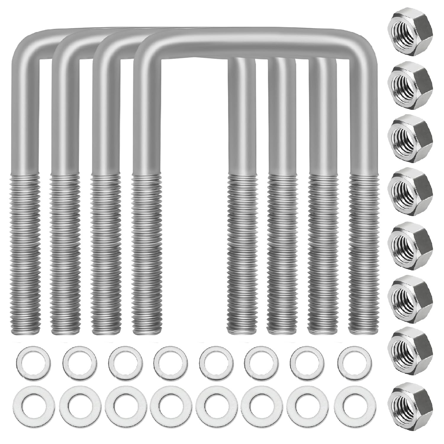 4 Pcs Hot Dipped Galvanized Square U-Bolts,1/2″ D x 3 1/16″ W x 4 5/16″ L,3 i…