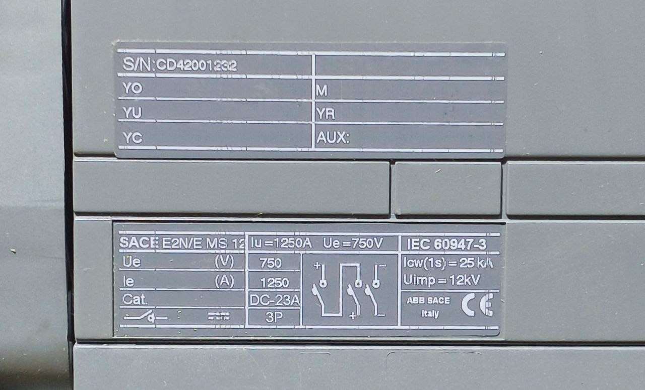 NEW🆕 ABB SACE EMAX E2N/E MS 1250A DC 3P DISCONNECT SWITCH CIRCUIT BREAKER