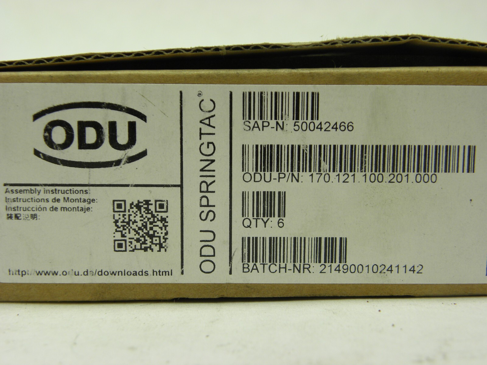 ONE PIECE – ODU Springtac Socket 16.0mm OD Model – 170.121.100.201.000 BRAND NEW