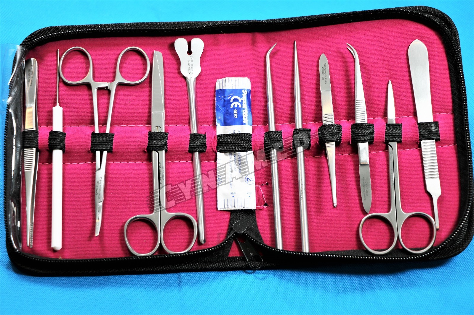 GERMAN DISSECTING KIT OF 12 PCS, SCISSORS, FORCEPS, PROBE, BLADES, NEEDLE ETC
