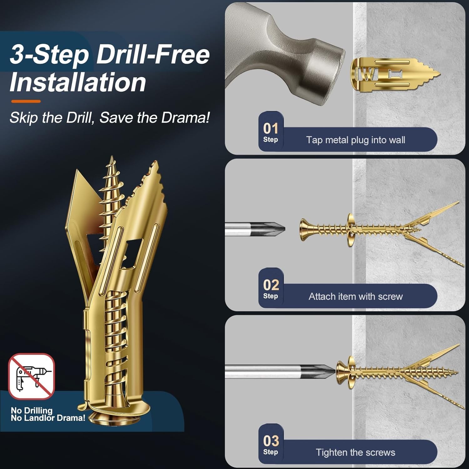 160 Pcs Self Drilling Drywall Anchors with Screws, 2Sizes 80 Sheetrock…