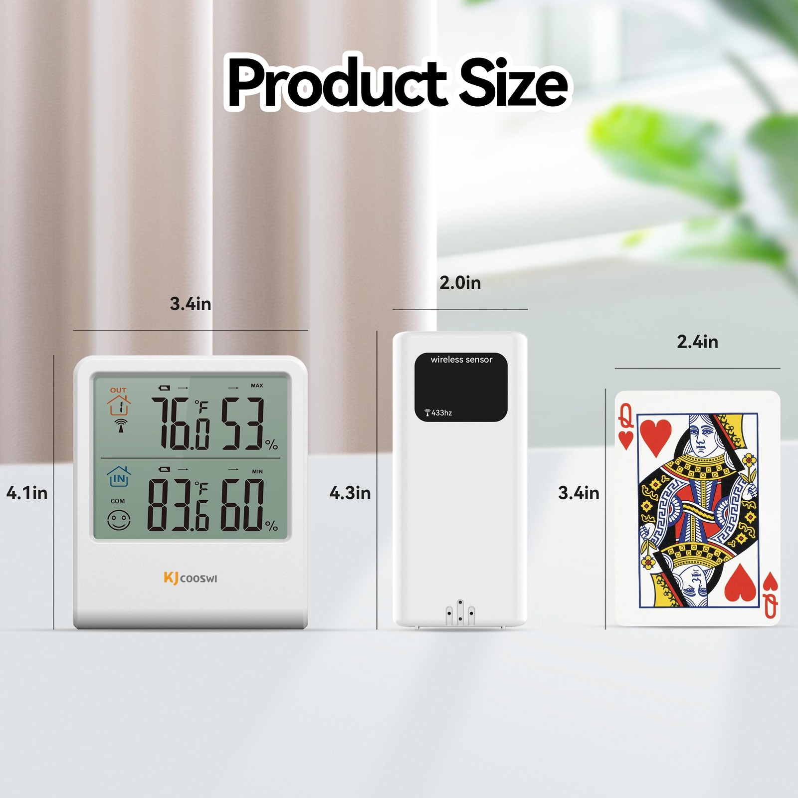 Wireless Digital Thermometer Hygrometer, 328ft Range, Backlit LCD Display