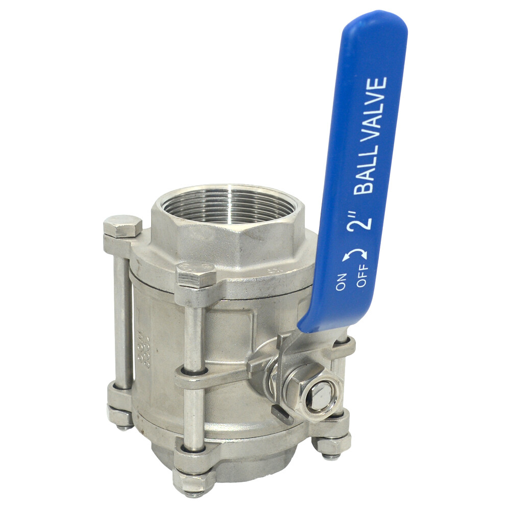 2 in inch 3 Piece NPT Ball Valve Threaded Plumbing fitting Stianless steel 304