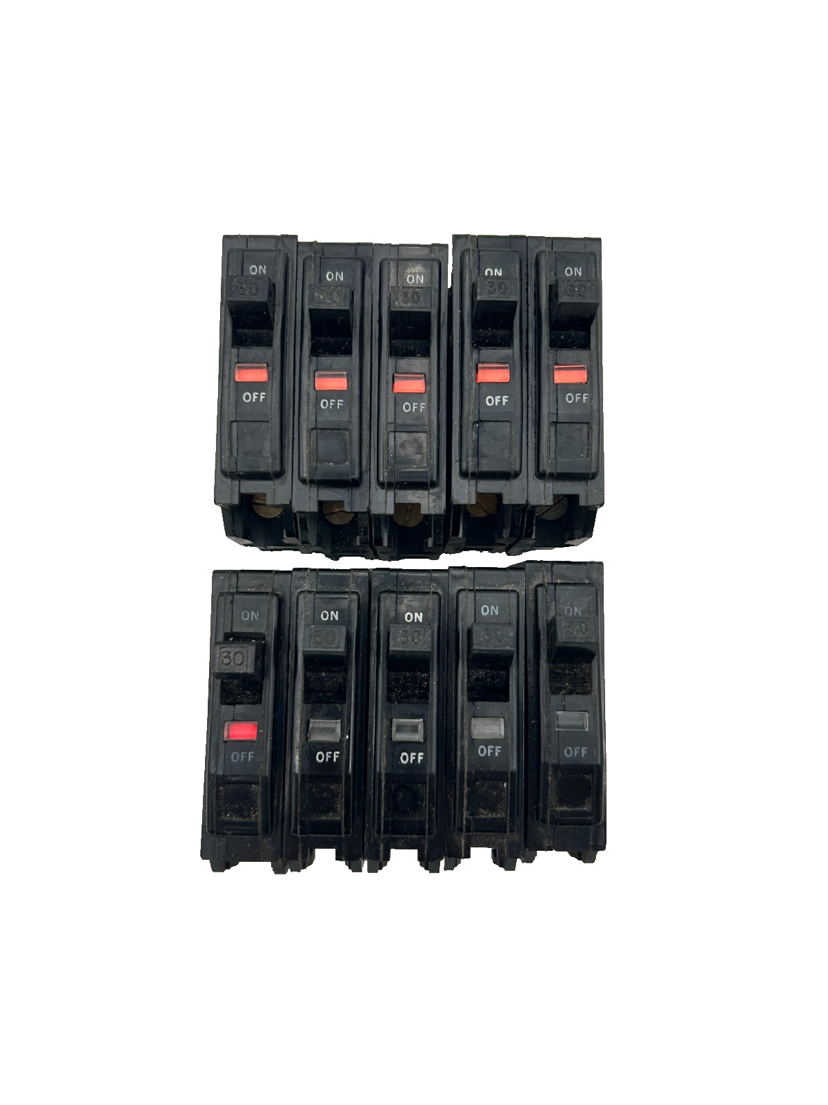 Square D QO130 Plug-On Circuit Breaker 30A 1-Pole 120/240VAC – Lot of 10
