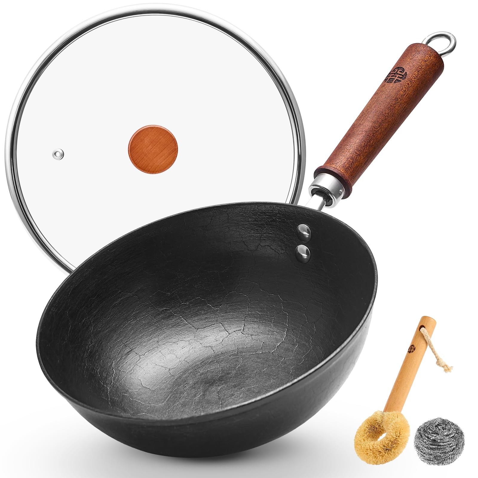 Wangyuanji 9.5 Inch Small Cast Iron Wok Lid – Shell Texture Uncoated