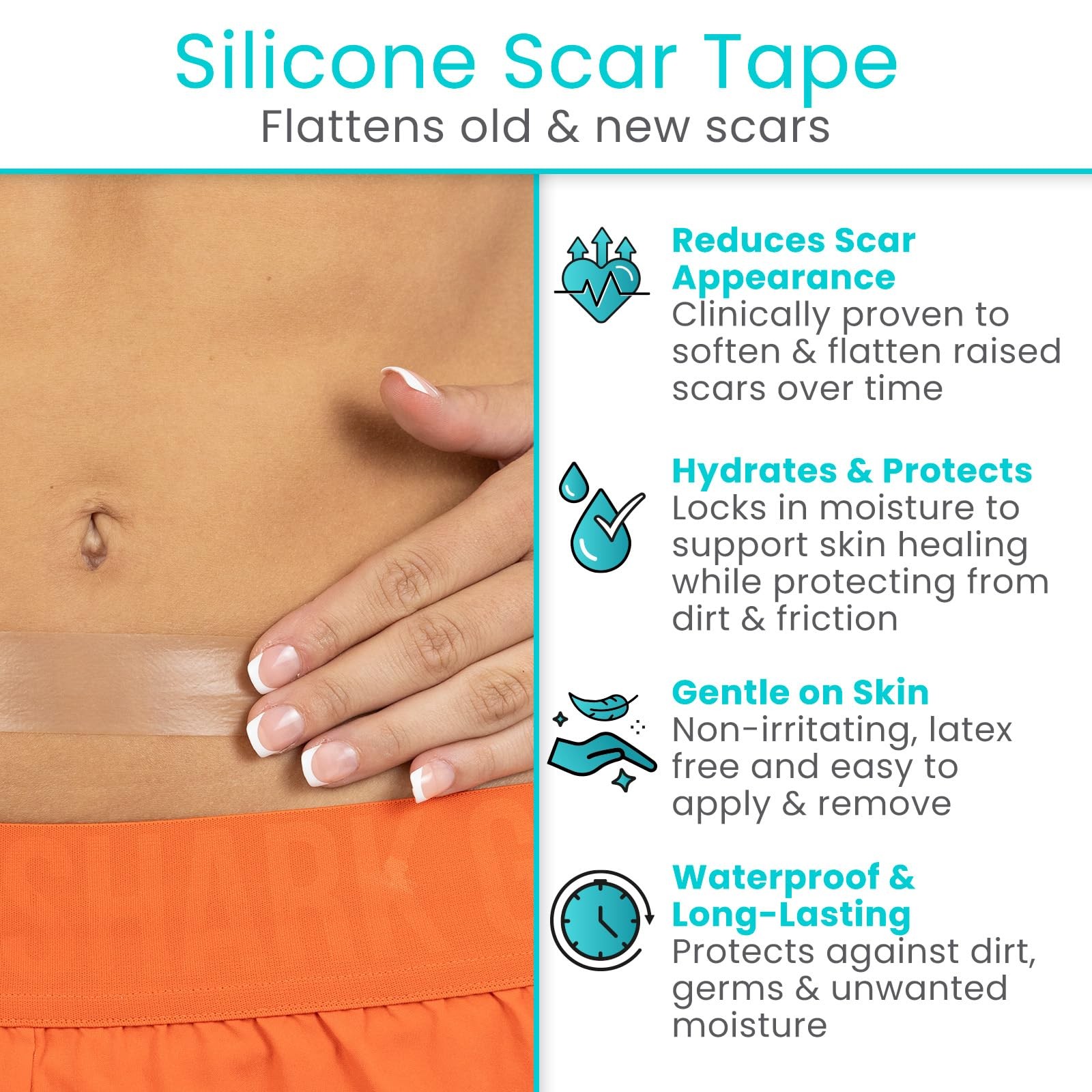Vive Care Vivecare Silicone Scar Sheets Tape 1.6 X 120 Roll Medical Grade