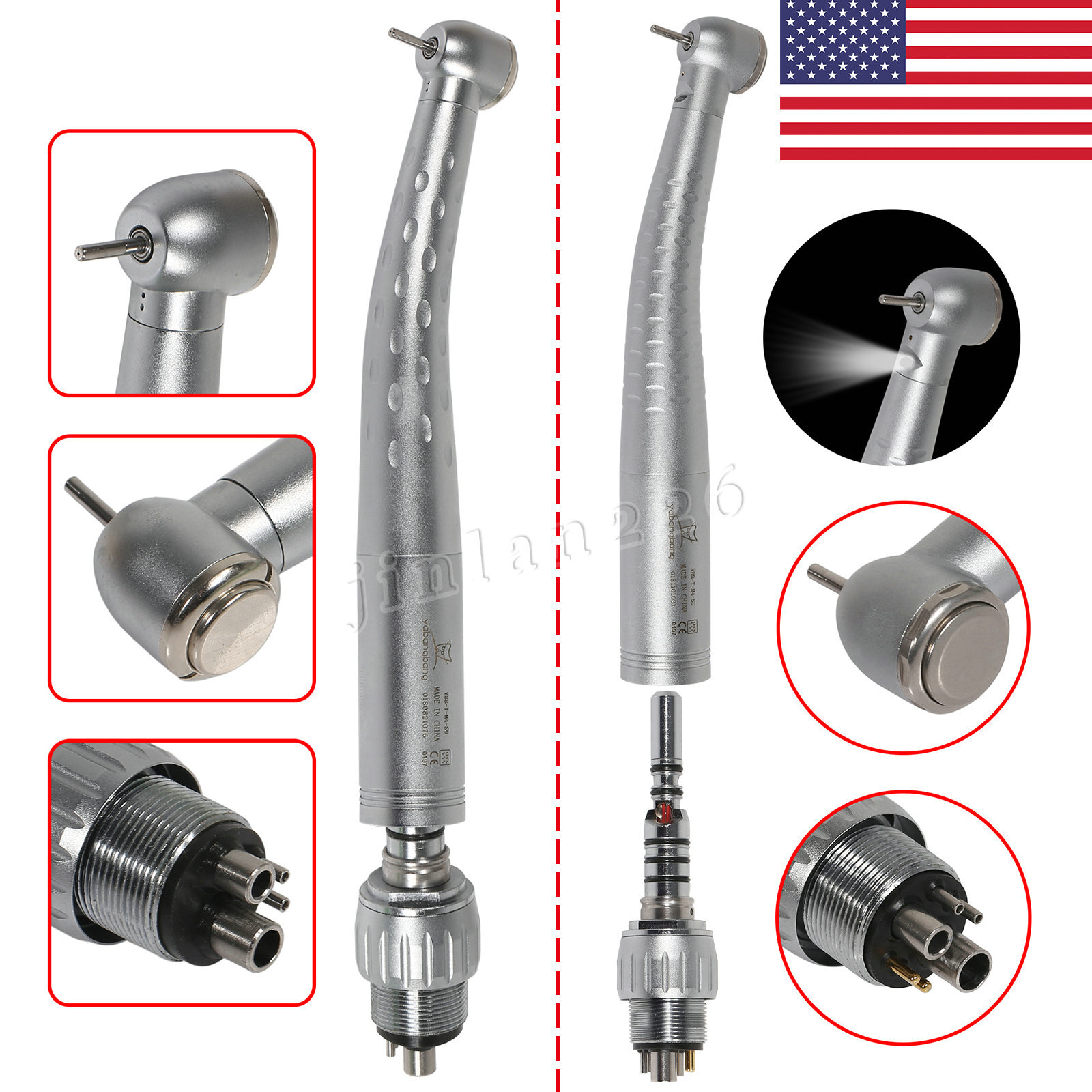 Yabangbang Dental High Speed /LED Fiber Optic Handpiece/4/6 Holes Quick Coupler