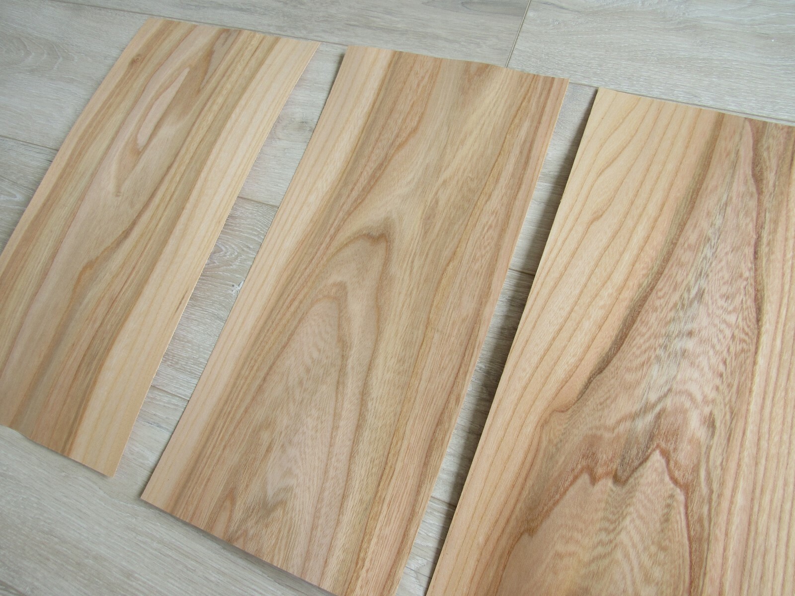 Elm wood veneer, 3 veneer sheets, ~18.1 x 8.26″ (46 x 21 cm) ~0.6 mm (~1/42″)