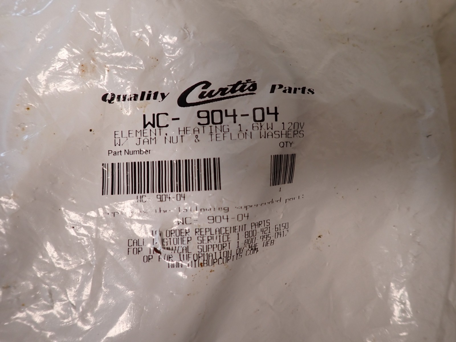 Genuine Wilbur-Curtis Heating Element 1.6KW 120V, WC-904-04
