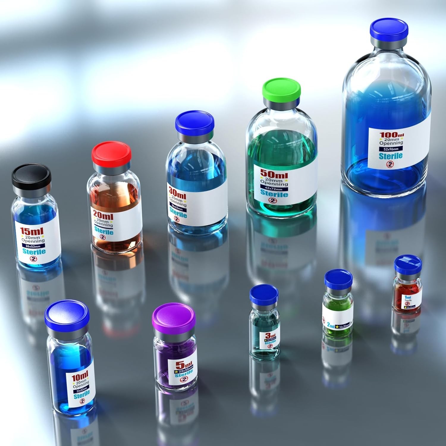 Sterile 10ml Vials with Self-Healing Injection Port Aluminum Cap for Medical Use