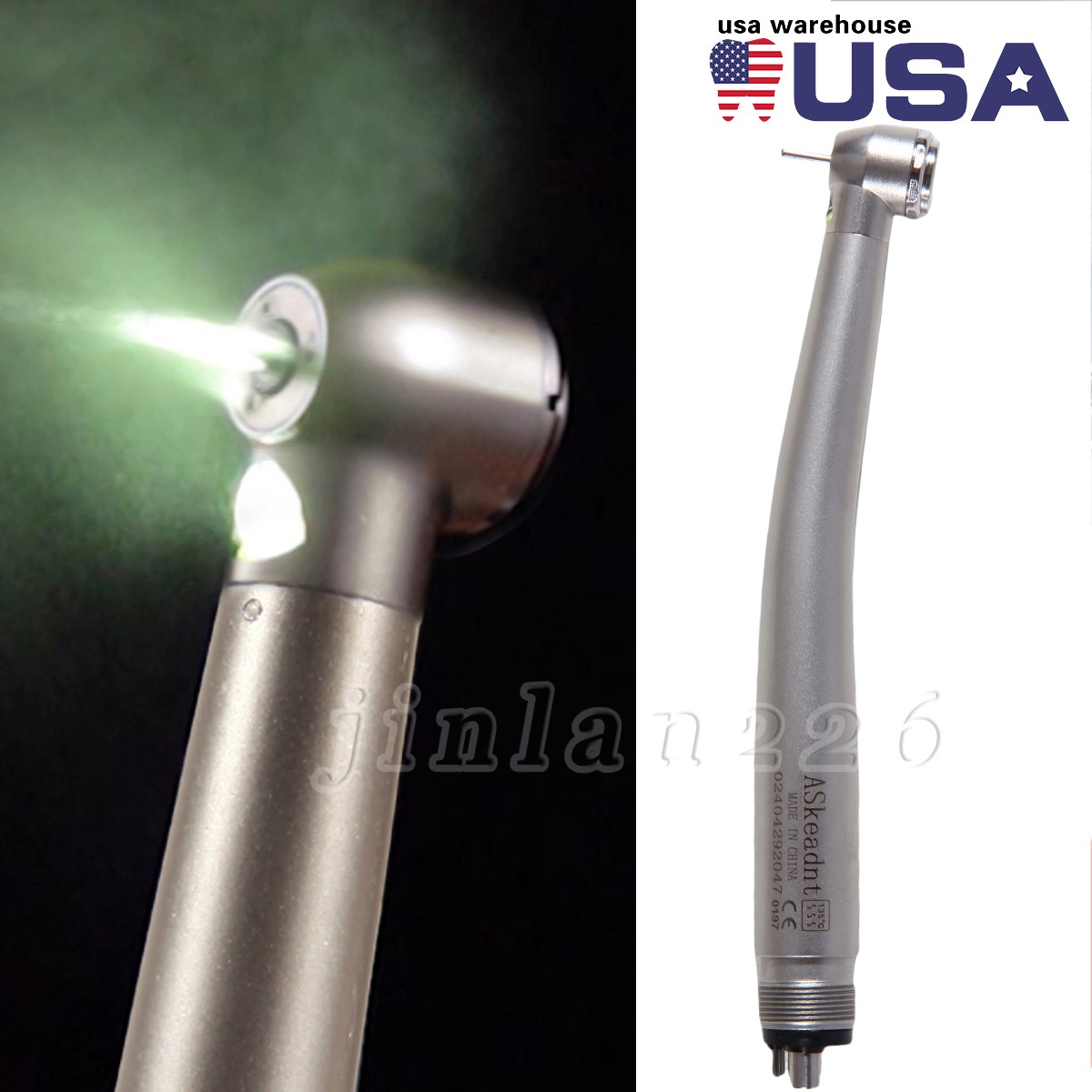 Dental LED E-Generator Fiber Optic High Speed Handpiece 4 Hole NSK Style