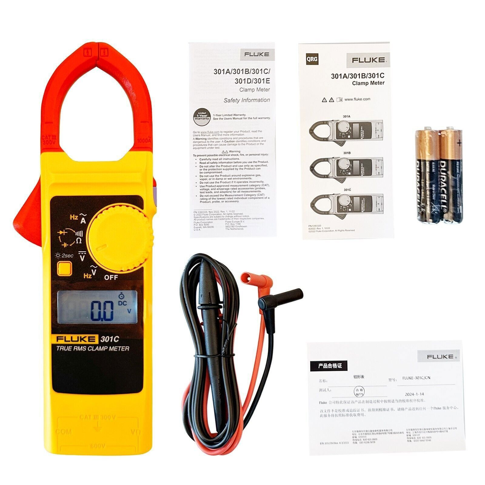 Fluke 301C Clamp Meter AC Current AC/DC Volt Voltage/Current Frequency Ω
