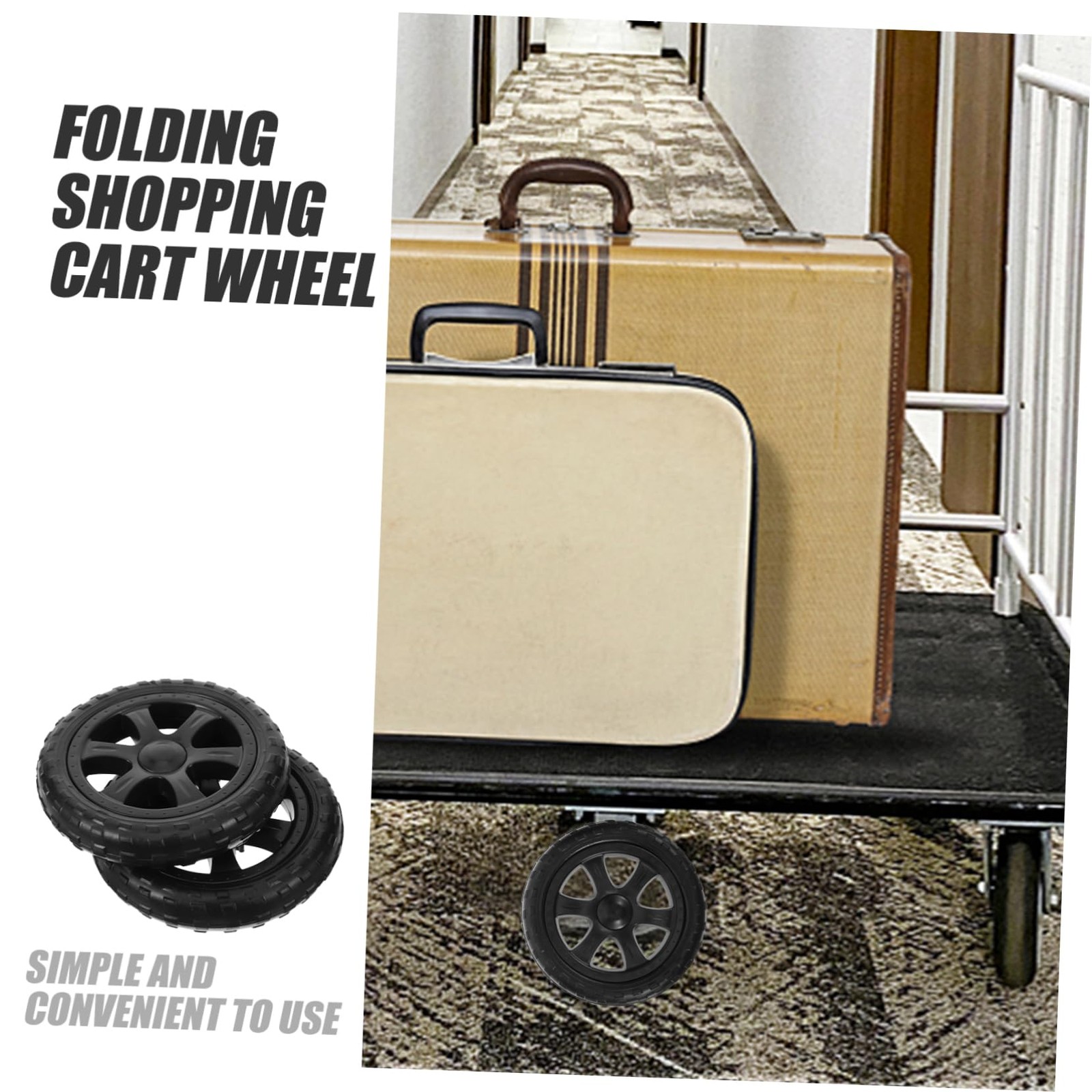 Replacement Grocery Shopping Cart Wheels 6.69×6.69×1.37 In Folding 2 PCS