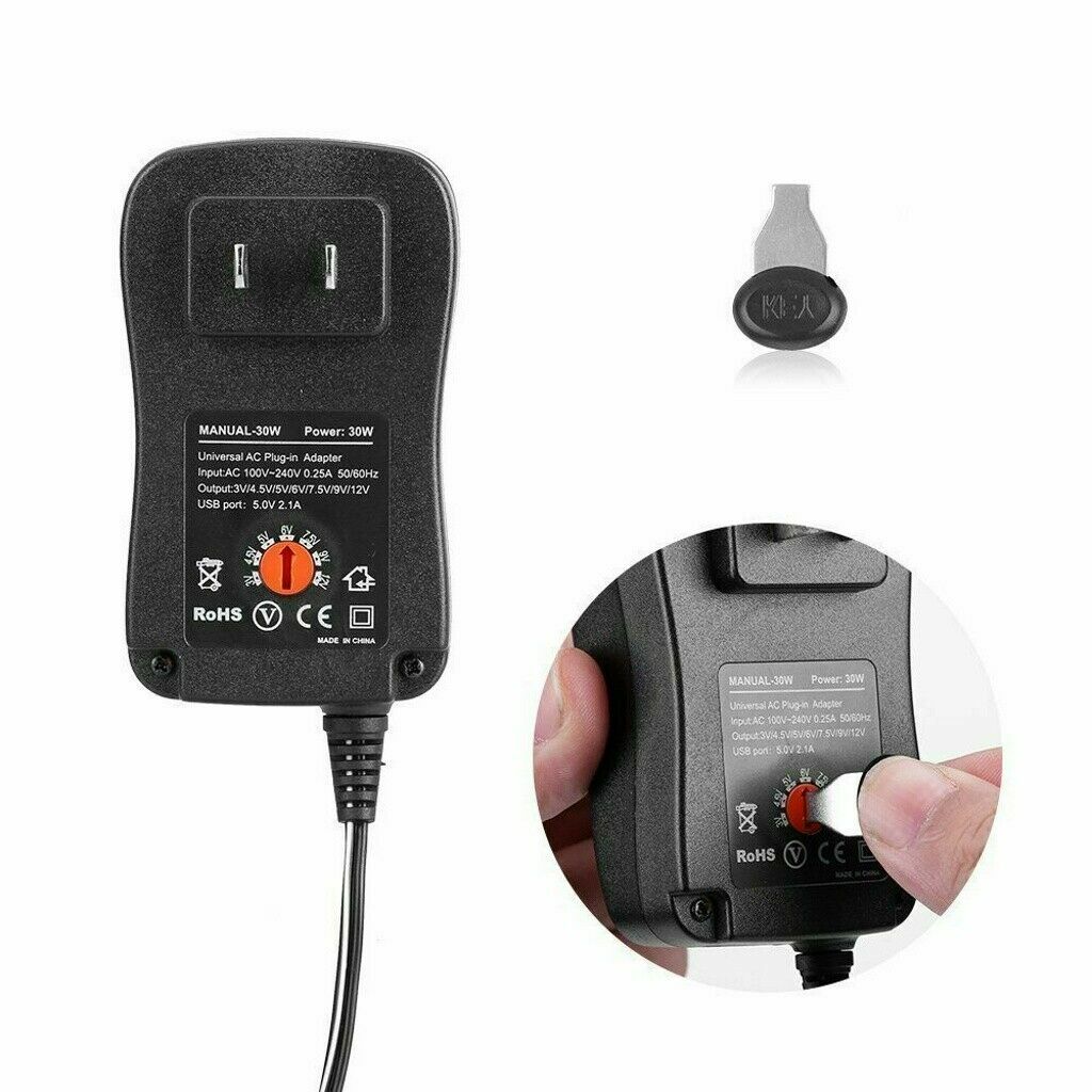 12W Universal Adjustable AC/DC Power Adapter 6V 9V 12V Power Supply Plug Charger
