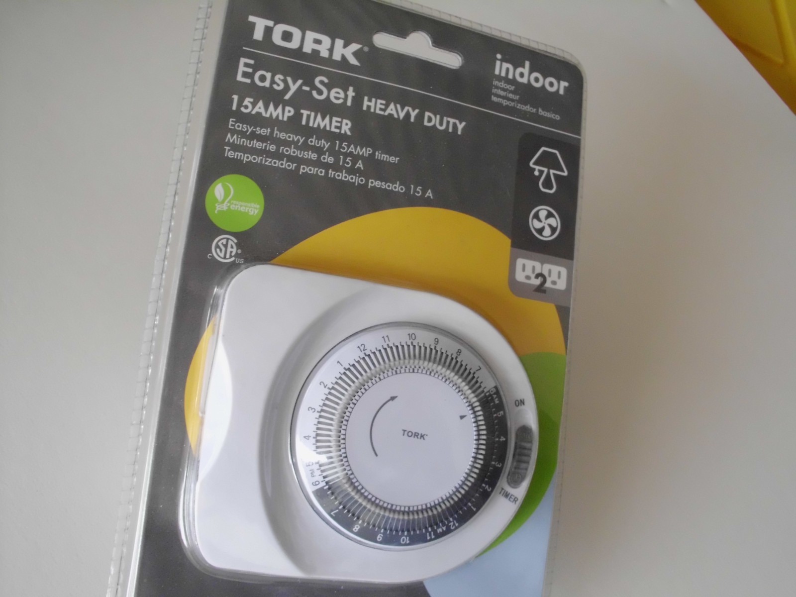 TORK INDOOR TIMER EASY-SET-LIGHTING HEAVY DUTY 15AMP 2 PLUG INS NEW UNOPENED.