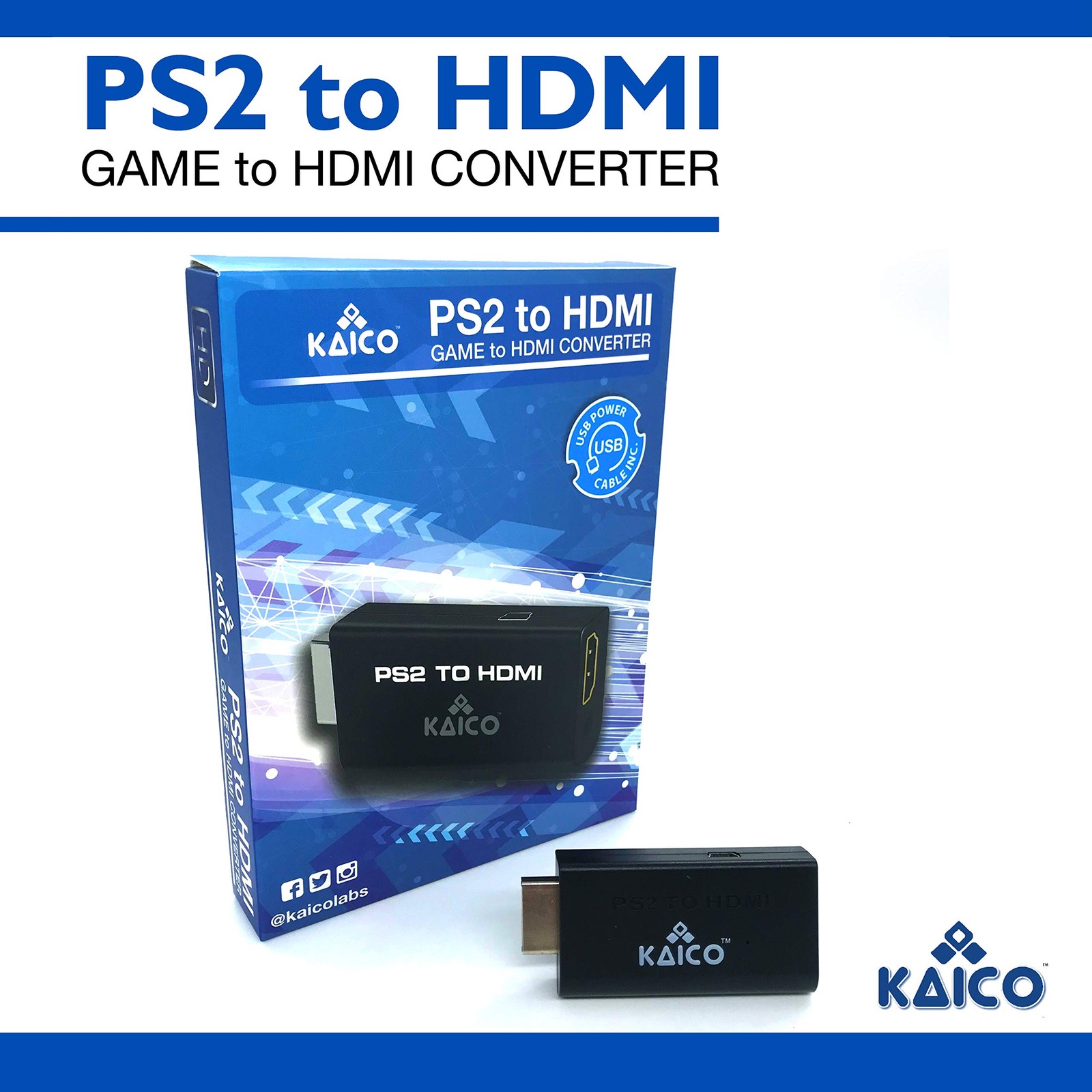 Kaico Edition HDMI Adapter for Playstation 2 – PS2 to HDMI Converter | Plug & Pl